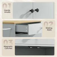 HOMCOM Rolling Kitchen Island with 3-Tier Spice Rack, Kitchen Storage Cart with Drawer and Towel Rack, Light Blue(m-7)