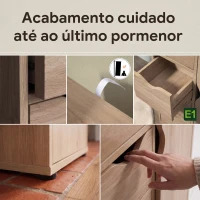 HOMCOM Armário de Sala de Estar Aparador Auxiliar com 4 Gavetas 1 Armário e Prateleira Inferior Móvel de Armazenamento Múltiuso para Dormitórios Sala de Jantar 54x29x83cm Carvalho(m-7)