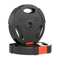 SPORTNOW Disques de Poids, Plaques de Poids 2 x 5 kg et 2 x 10 kg, à Trois Poignées avec Trous de Ø 25 mm, Noir(m-11)