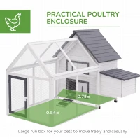 PawHut Chicken Coop with Run Wooden Hen House Pet Poultry Coops Cages Small Animal Outdoor Pen with Nesting Box 166 x 124 x 112cm(m-4)
