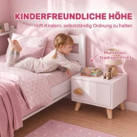AIYAPLAY Kinder-Nachttisch aus Holz mit Staufach, Beistelltisch für Schlaf- und Wohnzimmer, Weiß(m-5)