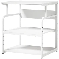 HOMCOM Soporte para Impresora con Ruedas 3 Niveles y Estante Ajustable 60x50x68 cmBlanco(m-1)