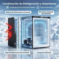 HOMCOM Mini Congelador Bajo Encimera 84,8 L Silencioso con Puerta Reversible Temperatura Ajustable 2 Estantes Extraíbles Negro(m-5)
