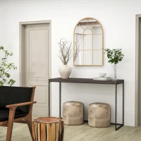 HOMCOM Oglindă de perete în formă de arc, din sticlă și metal auriu, stil modern, 91x2x60 cm(m-5)