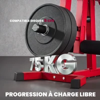 SPORTNOW Machine d'Extension de Jambe 3 en 1 Charge 300 kg, Dossiers et Positions Réglables, Disques Libres, 163x58x118cm, Rouge(m-7)