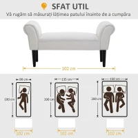 HOMCOM Bancă pentru Capătul Patului Tapițată cu Brațe Rulante și 4 Picioare, 102x35x51 cm, Gri(m-7)