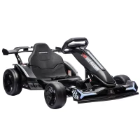 AIYAPLAY 24V Electric Go Kart for Kids 6-12 Years with Drift Mode, Adjustable Seat, 3 Speed, Slow Start, Black(m-1)