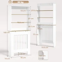 HOMCOM Mască pentru calorifer cu lamele și 3 polițe, acoperire modernă din MDF pentru living, 78x19x165 cm, alb(m-3)