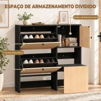 HOMCOM Sapateira Estreita com 2 Gavetas Basculantes Armário Banco Oculto e Prateleiras Ajustáveis 8-10 Pares 100x23,8x100 cm Carvalho(m-5)