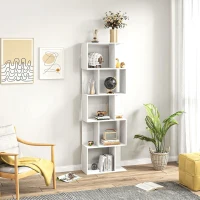HOMCOM Bibliotecă din lemn cu 5 rafturi și separator, 60x24x184,5 cm, alb(m-8)