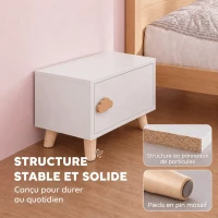 AIYAPLAY Table de Chevet Enfant avec Tiroir, Poignée en Forme de Nuage, pour Chambre d'Enfant, 34 x 31 x 25 cm, Blanc(m-7)