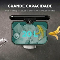 HOMCOM Caixote do Lixo para Cozinha 20 L em Aço Galvanizado com Tampa de Fecho Suave, Pedal, Balde Removível e Antiimpressões Digitais, Preto(m-7)