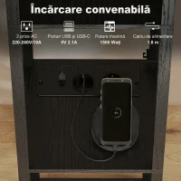 HOMCOM Lampă de Podea cu Rafturi, Lumină Ajustabilă, Comutator cu Pedală și Porturi USB, Negru(m-7)