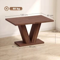 HOMCOM Tavolo da Pranzo Rettangolare per 4 Persone, 120x80 cm, Noce(m-3)