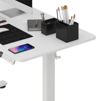 HOMCOM Bureau Assis Debout Électrique 120 x 60 cm avec Écran LCD, Bureau Électrique Réglable en Hauteur avec 3 Mémoires, Blanc(m-12)