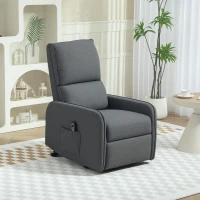 HOMCOM Elektrischer Relax-Sessel mit Aufstehhilfe in Leinenoptik, Fernbedienung, Sitz mit Federn, Fußstütze, Grau(m-6)