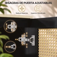 HOMCOM Cubre Radiadores con 2 Puertas de Ratán Cubreradiador Cubierta para Radiador para Salón Dormitorio 78x19x75 cm Negro(m-6)
