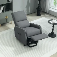 HOMCOM Fauteuil Relax Reclinable Électrique Releveur en Tissu Effet Lin Télécommande Assise à Ressorts Repose-pieds Gris(m-5)