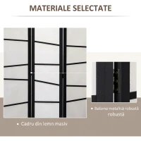 HOMCOM Paravan pliabil cu 3 panouri, din lemn, 120x170 cm, negru și alb(m-5)