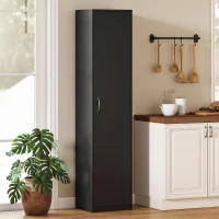 HOMCOM Armadio da Cucina Slim a 5 Ripiani con Spazio Interno Regolabile, in Legno, 40x35x180 cm, Nero(m-8)