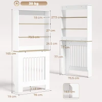 HOMCOM Copritermosifoni a Doghe a 3 Ripiani, Copri Termosifone Moderno in MDF per Soggiorno, 78x19x165 cm, Bianco(m-3)