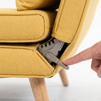 HOMCOM Sofá-Cama de 2 Lugares Dobrável Estofado em Linho com Encosto Ajustável em 5 Posições e 2 Almofadas Amarelo(m-10)