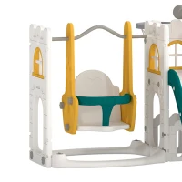 AIYAPLAY 11-in-1 glijbaan- en schommelset voor peuters met speelhuis, indoor speeltoestel voor 1-4 jaar, geel(m-10)