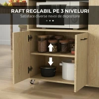 HOMCOM Cărucior de Bucătărie din PAL cu Raft Deschis, Dulap cu 2 Uși și Raft Lateral, 75x40x80,5 cm(m-6)