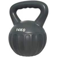 SPORTNOW Kettlebell 14 kg, Haltère avec Poignée Antidérapante, Haltère à Boule, Musculation, Entraînement, pour Gym, Gris(m-18)