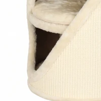 PawHut Krabton voor katten 75 cm hoog, Ø35 cm, 4-laags met 3 kattenholen, afneembaar wasbaar pluche bed en sisal kraboppervlak(m-10)