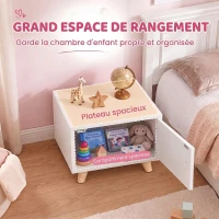 AIYAPLAY Table de Chevet Enfant avec Tiroir, Poignée en Forme de Nuage, pour Chambre d'Enfant, 34 x 31 x 25 cm, Blanc(m-4)