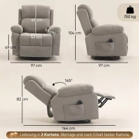 HOMCOM Relaxsessel Fernsehsessel 360° Drehbarer Massagesessel mit Wärme, Massage, Chenille-Optik, Beige(m-3)