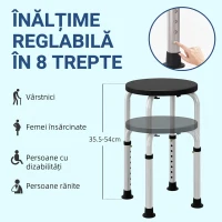 Homcom Scaun Dus – Reglabil, Antialunecare, Alb(m-7)