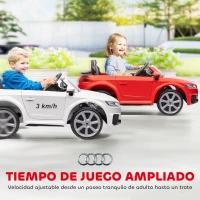HOMCOM Coche Eléctrico para Niños de 3+ Años Audi TT Eléctrico 12V con Velocidad 3 km/h Mando a Distancia 102x60x44 cm Blanco(m-7)