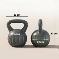 SPORTNOW Kettlebell 14 kg, Haltère avec Poignée Antidérapante, Haltère à Boule, Musculation, Entraînement, pour Gym, Gris(m-3)