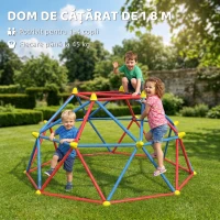 Outsunny Cupolă de cățărare pentru copii 3-8 ani, structură metalică pentru 4 copii, Ø183x90cm, multicolor(m-4)