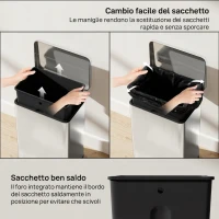 HOMCOM Pattumiera Rettangolare a Pedale 20L in Metallo con Secchio Interno Rimovibile, Chiusura Ammortizzata, Argento(m-7)