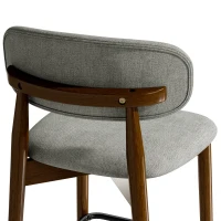 HOMCOM Bar Stools Curved Open Back Padded Seat Footrest Set of 2 for Kitchen Grey(m-11)