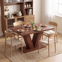 HOMCOM Tavolo da Pranzo Rettangolare per 4 Persone, 120x80 cm, Noce(m-2)