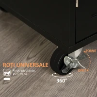 HOMCOM Dulap mobil de bucătărie cu sertar, dulap cu 2 uși, roți și bară laterală, 83x45x91.5cm, negru(m-5)