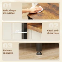 HOMCOM Raft de Bucătărie cu Stație de Alimentare și Rafturi Reglabile, Raft pentru Cuptor cu Microunde 5 Nivele cu Panou de Grilaj și 10 Cârlige, Dulap Vintage Structură din Oțel, 80x40x170 cm, Maro Rustic(m-7)