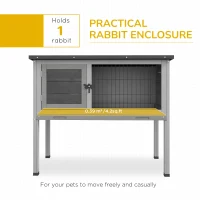 PawHut Wooden Guinea Pig Hutch, Small Animal Cage with Slide-out Tray, Openable Asphalt Roof, 84 x 43 x 70cm, Grey(m-4)