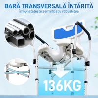HOMCOM Scaun de Duș cu Șezut Canelat, Înălțime Reglabilă și Picioare Antiderapante, Albastru(m-6)