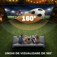 HOMCOM Ecran pentru Proiector 120" 16:9 HD 4K/8K, Unghi de Vizualizare 160°, Dublă Față și Trepied Pliabil, Alb(m-6)