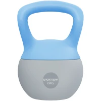 SPORTNOW Kettlebell 6 kg, Haltère avec Poignée Antidérapante pour Fitness, Musculation, Cardio, 19 x 19 x 28 cm, Bleu Clair(m-11)