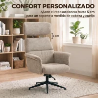 HOMCOM Sillón Relax con Reposapiés Reposacabezas Ajustable Giratorio Reclinable Asiento con Muelles Respaldo Alto Marrón(m-4)