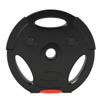 SPORTNOW Disques de Poids, Plaques de Poids 2 x 5 kg et 2 x 10 kg, à Trois Poignées avec Trous de Ø 25 mm, Noir(m-10)