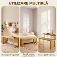 HOMCOM Bancă pentru Pantofi din Bambus cu Șezut cu Lamele, 90 cm, Culoare Naturală,(m-5)