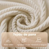 HOMCOM Sofá Cama 1 Plaza Convertible 3 en 1 de Pana con Respaldo Ajustable Almohada Extraíble para Salón Dormitorio Beige(m-7)