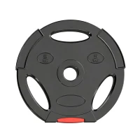 SPORTNOW Disques de Poids, Plaques de Poids 2 x 5 kg et 2 x 10 kg, à Trois Poignées avec Trous de Ø 25 mm, Noir(m-9)